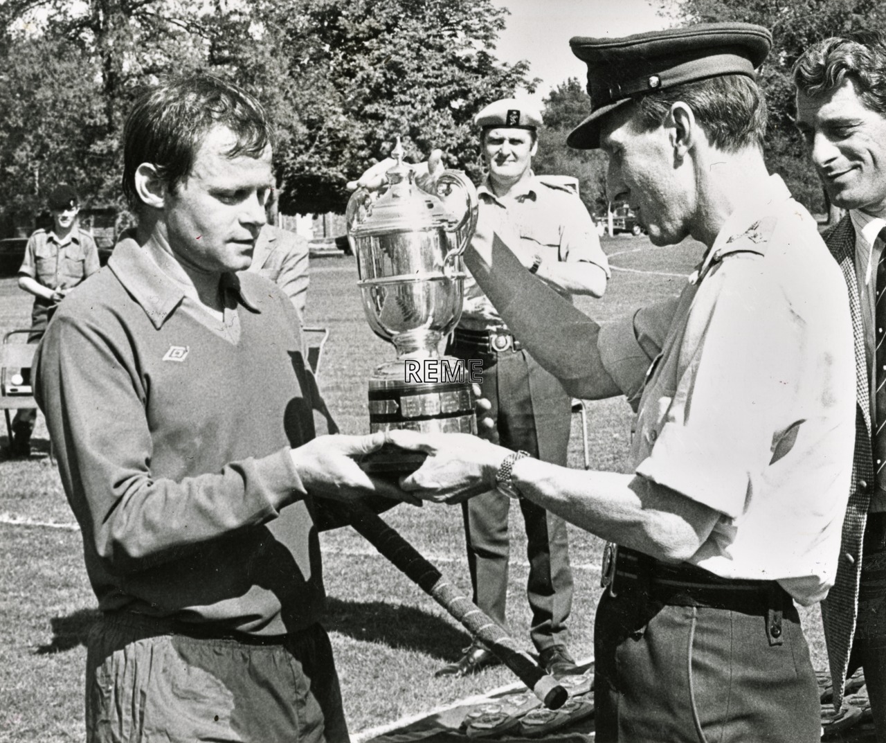 Presentation of the Ian Marshall Hockey Trophy to REME Bielefeld, 1978