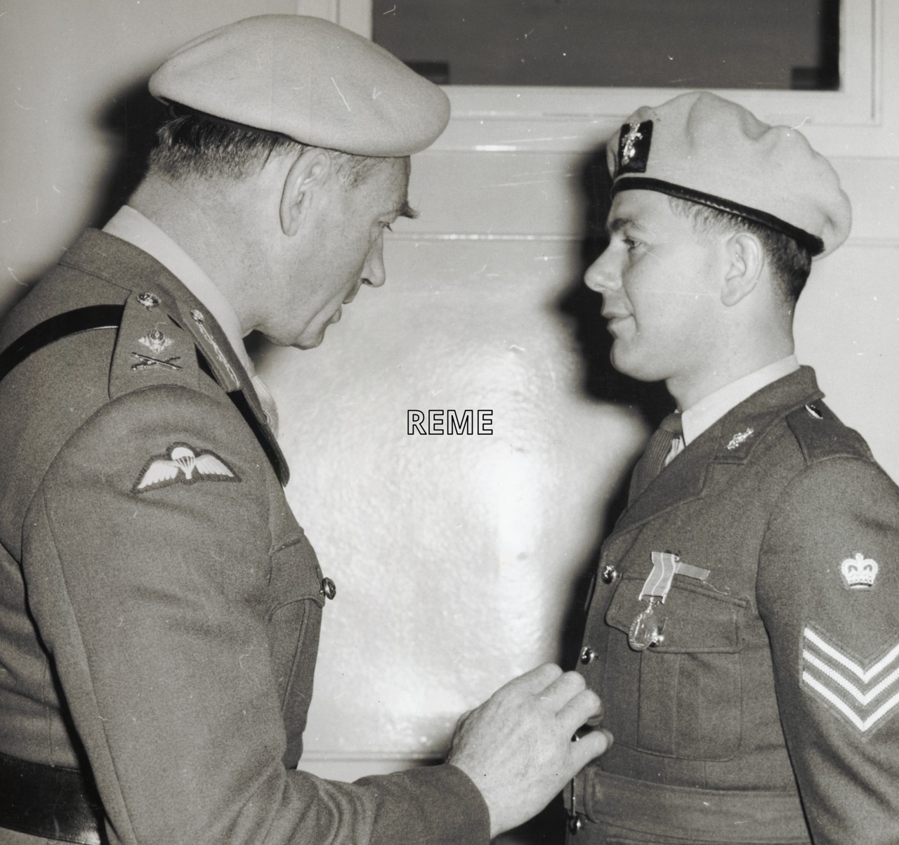 Staff Sergeant Gilbert Warner receiving the British Empire Medal (BEM) for service in Borneo (Brunei).