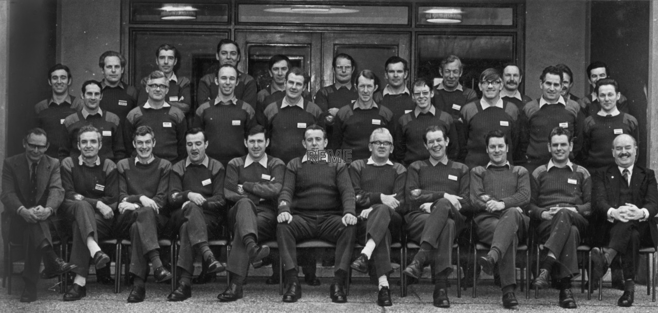 All Warrant Officer Class Ones (WO1s) after farewell to Regimental Sergeant Major (RSM) Frank Howard, January 1975.